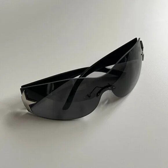 y2k 2000s vintage style black gray frameless star sunglasses - Picture 3 of 8